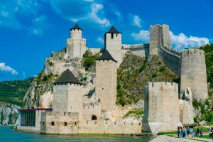 Golubac Fortress, a 14th century medieval fortress on Danube river in Serbia. It has been restored at 2019.