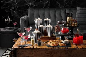 Garlic Pizza Wedges; 	Vampire Killer Martini; Opener; Party Scene; Opener Spread; Spooky