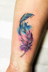 tattoo-ideas-wrist-watercolor-feather